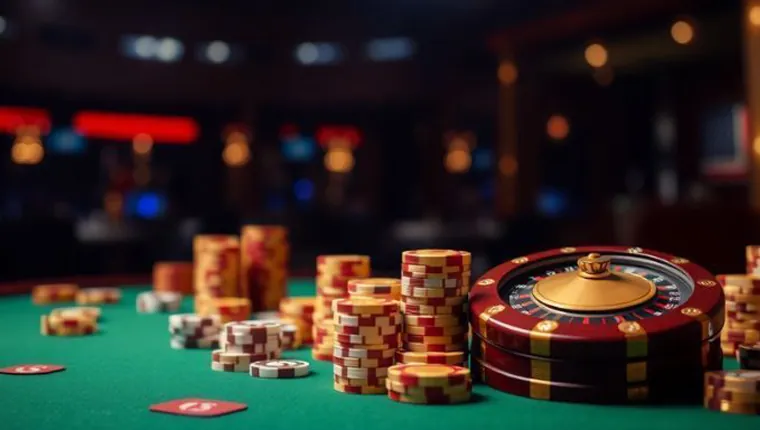 A dynamic collage of various online casino game icons and interfaces, representing a wide selection
