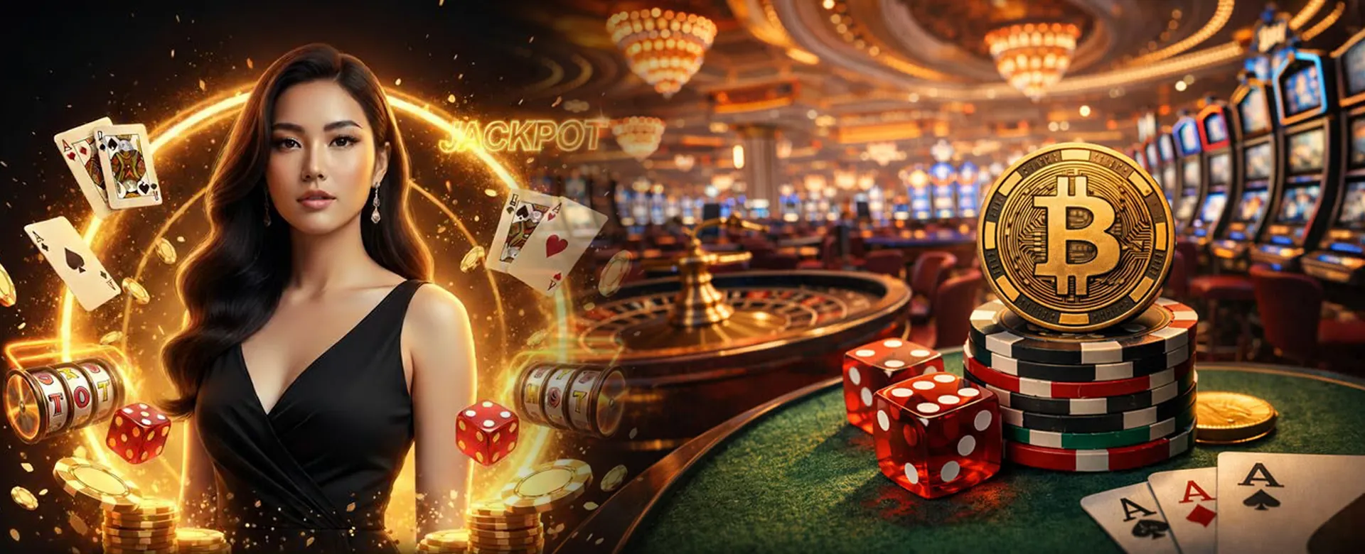 Exploding casino chips and cards signifying victory in a table game
