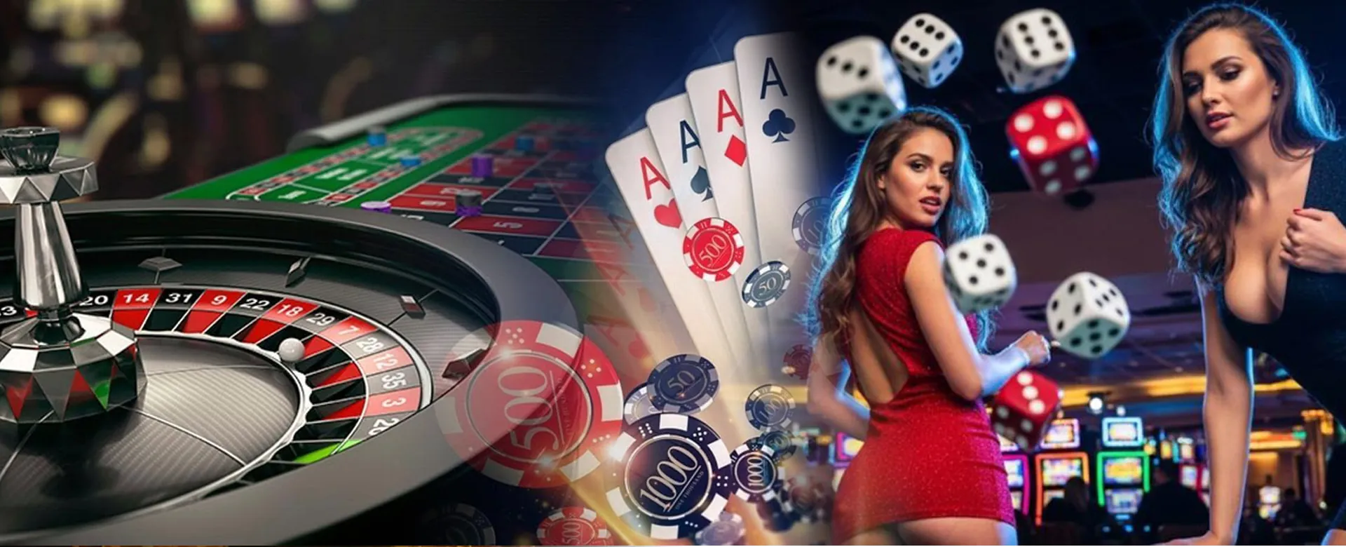 Luxurious table game casino with golden chips and bonus offers